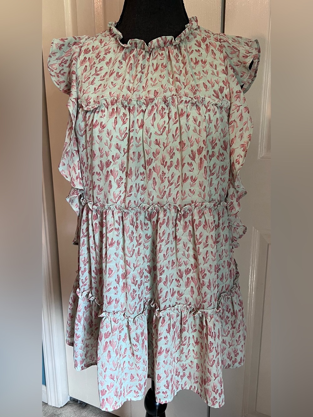 entro Tiered and Lined Tunic with Open Back Cottagecore Size Women’s Medium - Picture 3 of 15
